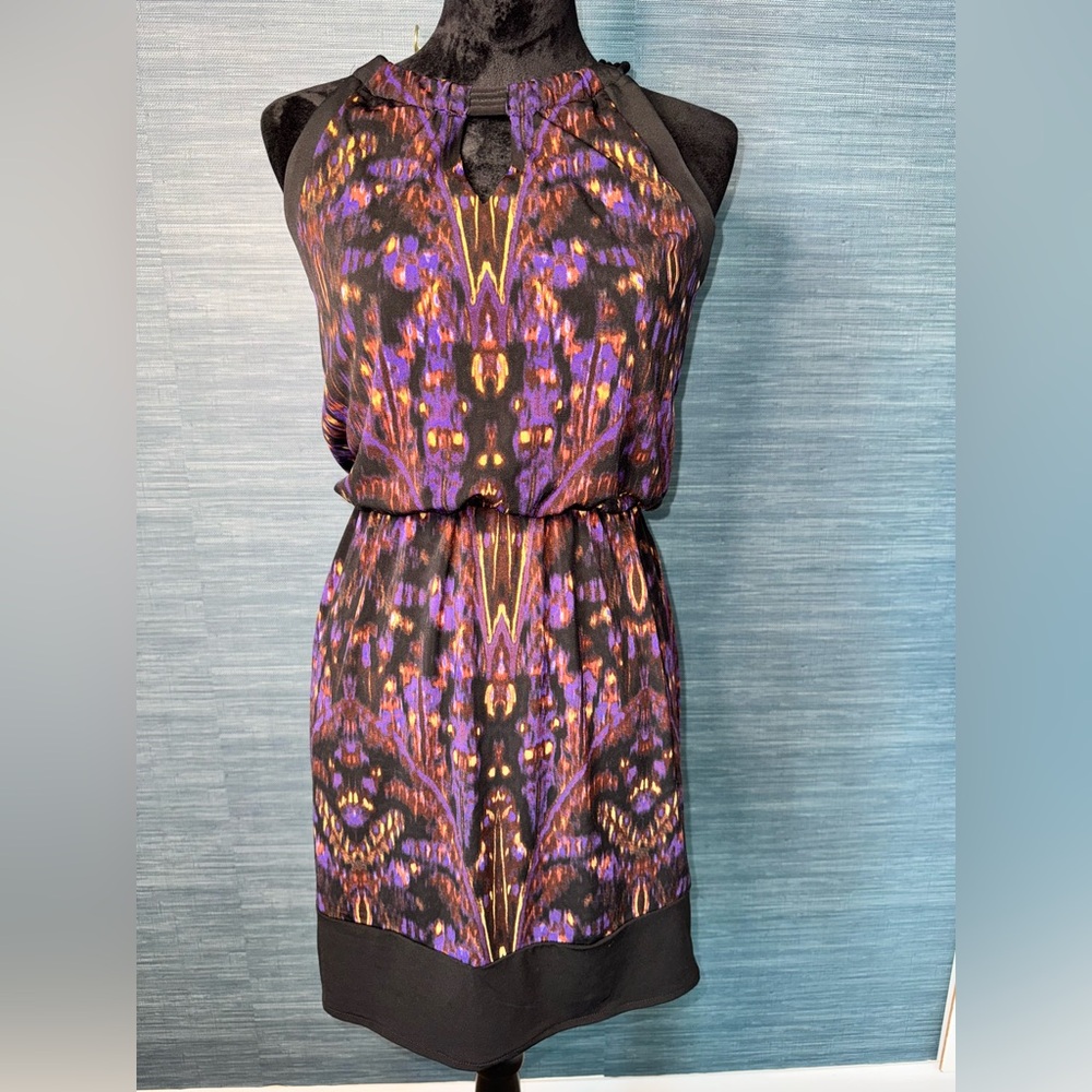 Banana Republic Size XS Elegant Purple & Black Sleeveless Dress